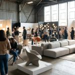Visitors exploring modern furniture displays at WestEdge Design Fair in Los Angeles