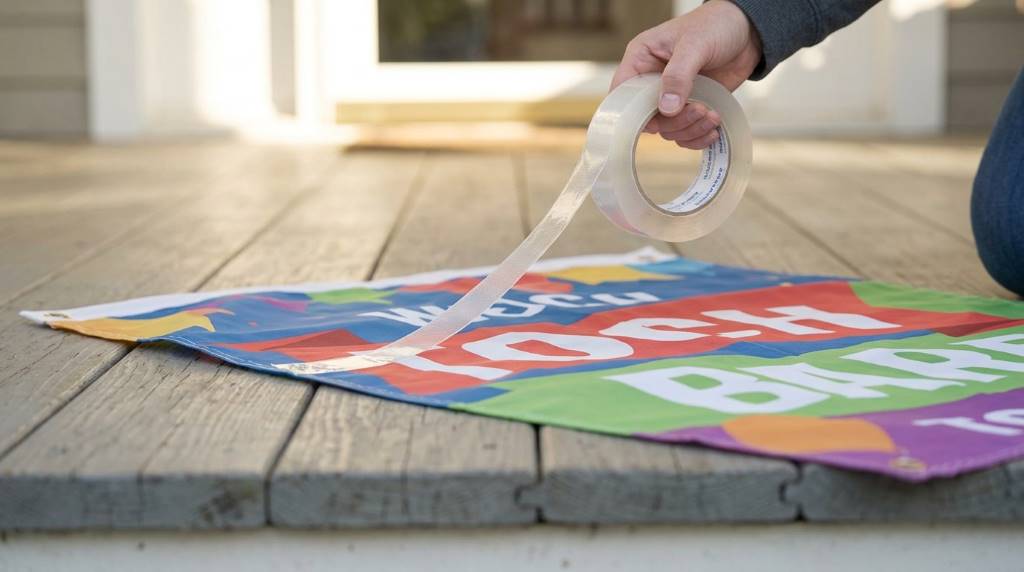 Heavy duty banner fasteners preventing wind damage