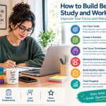 Person building better study and work habits with a focused daily routine and organized workspace