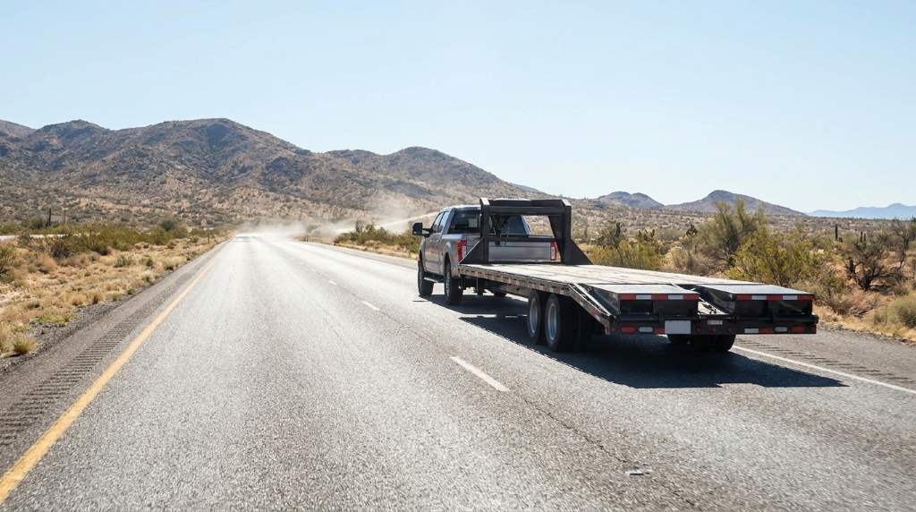 Trailer tire inspection before driving in Phoenix heat